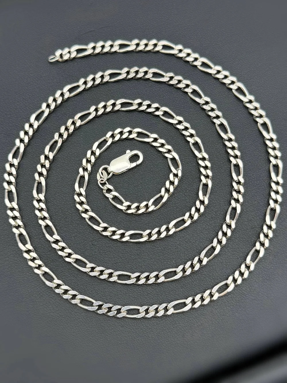 Italy 925 Sterling Silver solid Figaro Chain Necklace 30” 4mm